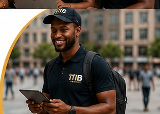 Agent TIB Agency utilisant une tablette sur le terrain